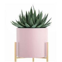 Pink Metal Tiered Plant Pots Holders Foldable Rack 60cm