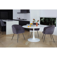 Elly Marble Effect Round Dining Sevella White