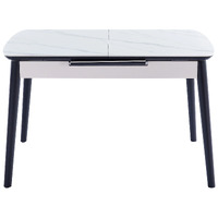Nena Extension Dining Table, Snow White Ceramic