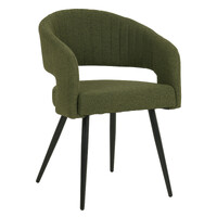 Set of 2 Isa Boucle Fabric Carver Dining Chair, Olive