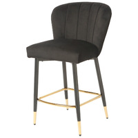Reid Velvet Barstools, Black Set of 2