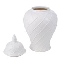 Diamond Pattern Ceramic Ginger Jar White/Gold 40cm