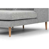 Byron 3 Seater Right Chaise Fabric Sofa - Graphite Grey with Natural Legs