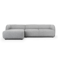 Brooklyn 3 Seater Left Chaise Fabric Sofa - Graphite Grey