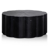Normad Reclaimed Fir Timber Round Coffee Table, 100cm, Black