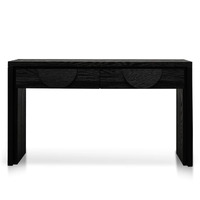 Chloe 140cm Console Table with Drawers - Textured Espresso Black