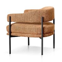 Diana Ginger Brown Fabric Armchair - Black Legs