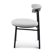 Set of 2 - Milan Fabric Dining Chair - Silver Grey with Black Legs