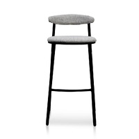 Set of 2 - Milan Fabric Bar Stool - Silver Grey and Black Legs