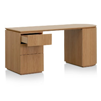 Koppar 1.77m Left Drawer Office Desk - Natural Oak