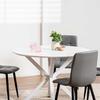 Vera Round Dining Table, White Marble