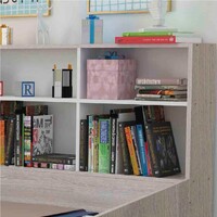 Salford King Single Day Bed with Bookcase Storage – Grey & White