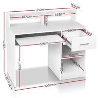 Block Desk with Storage - White