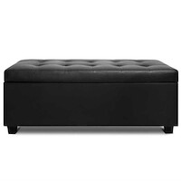 Venus PU Leather Storage Ottoman - Black