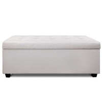 Venus Linen Fabric Storage Ottoman - Beige