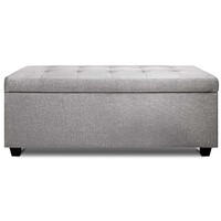 Venus Linen Fabric Storage Ottoman - Light Grey