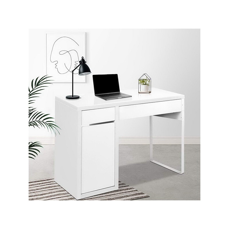Bailey White Desk with Cabinet