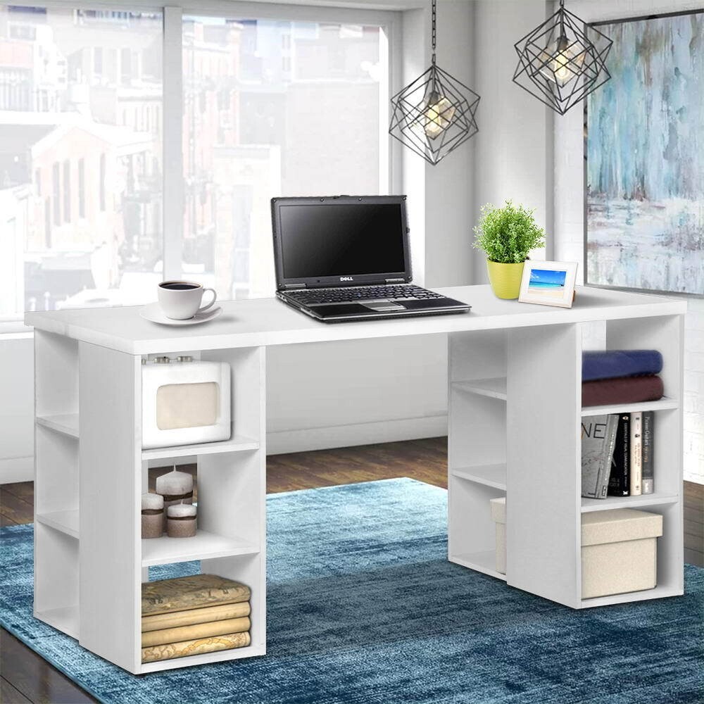 Computer Desk with 3 tier Storage Shelves White