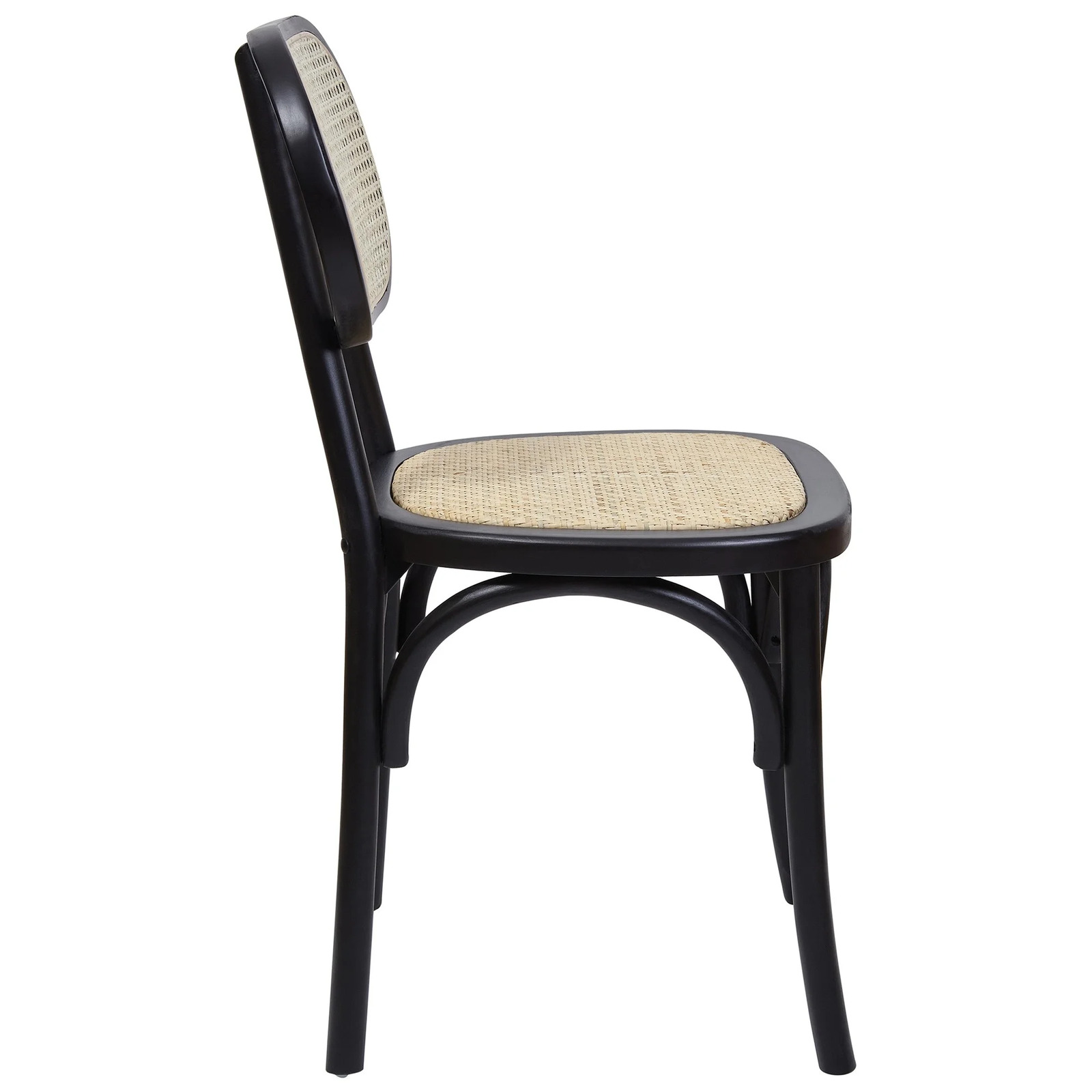 Bonilla Beech Timber & Rattan Dining Chairs, Black Set of 2