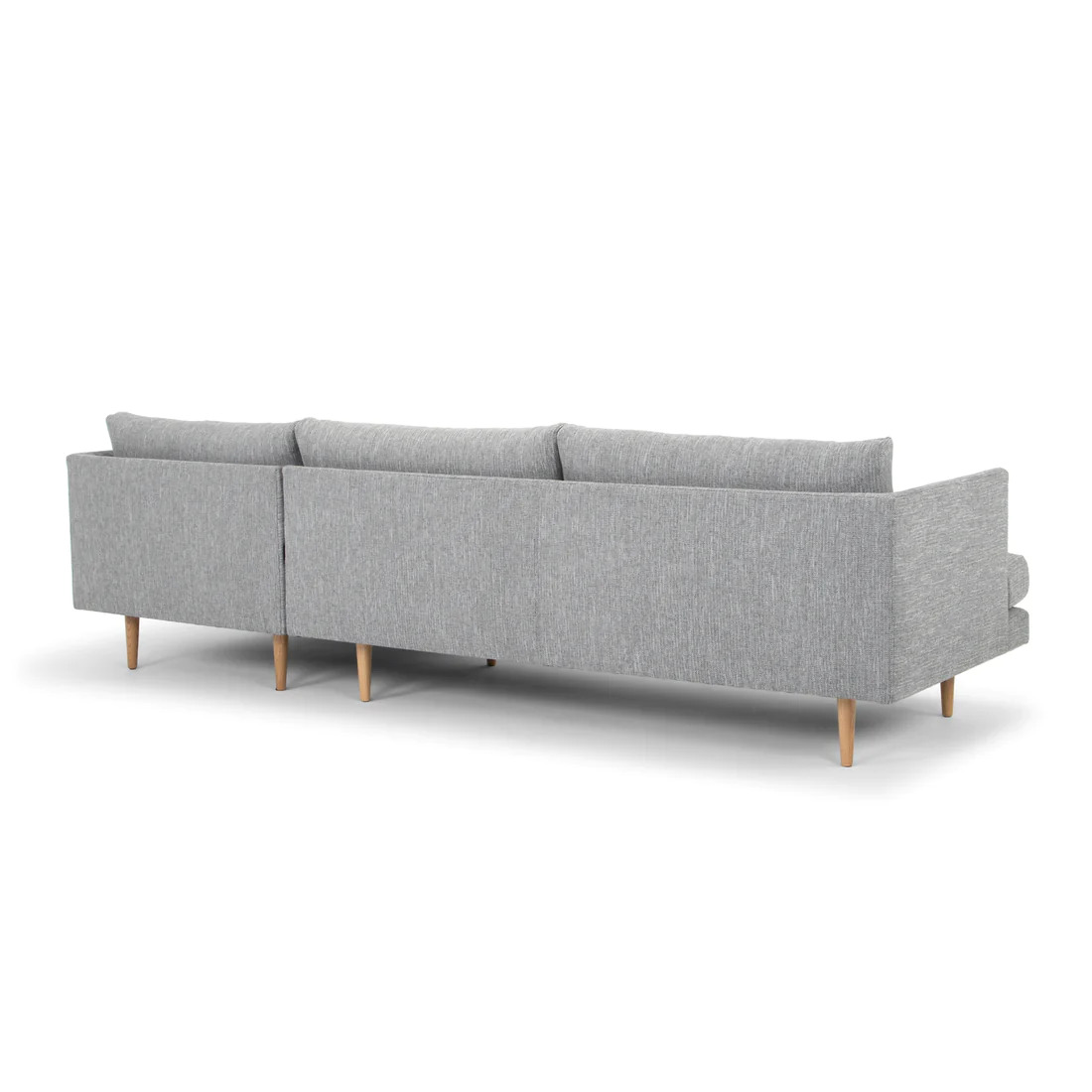 Byron 3 Seater Right Chaise Fabric Sofa - Graphite Grey with Natural Legs