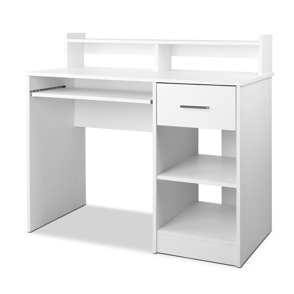 Block Desk with Storage - White
