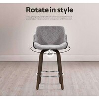 Saturn Bar Stools Swivel Velvet Fabric Grey