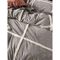 Lyndon Charcoal Quilt Cover Set - Double