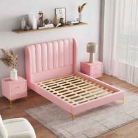 Charlotte Fabric Double Bed Frame - Dusty Pink