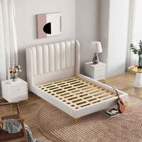 Charlotte Fabric Queen Bed Frame - Bone