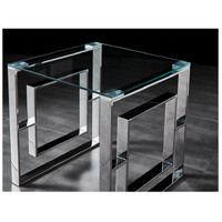 Dalton Side Table Stainless Steel and Tempered Glass