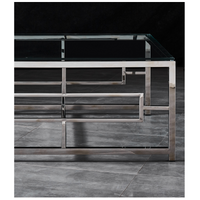 JORDAN Coffee Table Stainless Steel and Tempered Glass