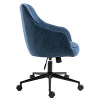 Stella Navy Blue Lined Linen Fabric Upholstered Office Chair