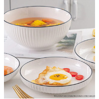 White Japanese Style Ceramic Dinnerware Set of 5