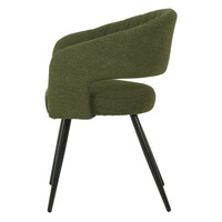 Set of 2 Isa Boucle Fabric Carver Dining Chair, Olive
