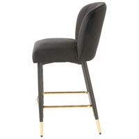 Reid Velvet Barstools, Black Set of 2