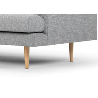 Byron 3 Seater Left Chaise Fabric Sofa - Graphite Grey with Natural Legs