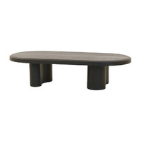 Jerrin Wooden Oval Coffee Table, Full Black