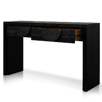 Chloe 140cm Console Table with Drawers - Textured Espresso Black