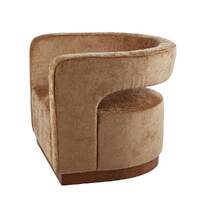 Aged Velvet Armchair Gold/Walnut
