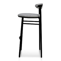 Set of 2 - Milan Fabric Bar Stool - Silver Grey and Black Legs
