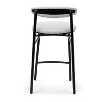 Set of 2 - Milan Bar Stool - Moon White Boucle and Black Legs