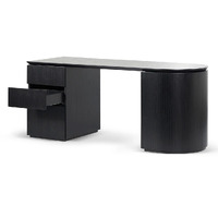 Koppar 1.77m Left Drawer Office Desk - Black Oak