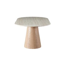 Windsor Oval Dining Table - White Travertine Matte Marble Top