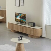 Windsor TV Entertainment Unit - White Travertine Matte Marble Top