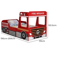 Fire Truck Adjustable Kids Car Bed