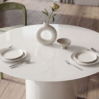 Rivello Round Dining Table, Matte Tofu