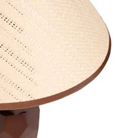 Helena Hand-Faceted Wooden Base Table Lamp, Woven