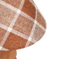 Helena Hand-Faceted Wooden Base Table Lamp, Woven, Plaid