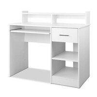 Block Desk with Storage - White