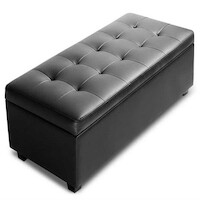 Venus PU Leather Storage Ottoman - Black